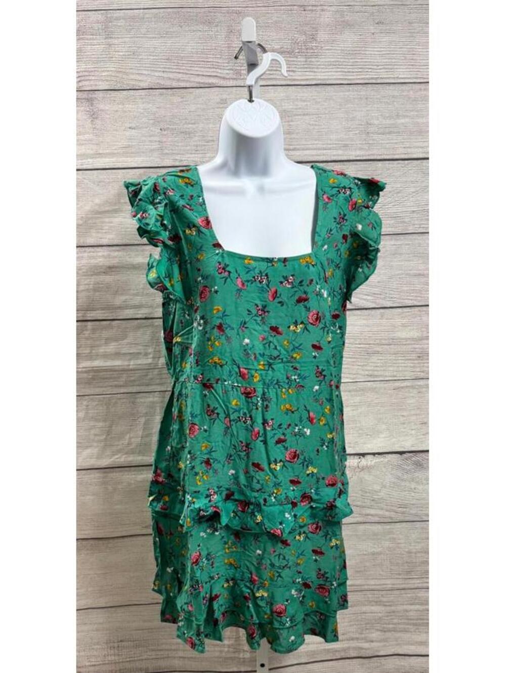 Lottie & Holly B.O.G Collective Green Floral Ruffle Dress Women's Size Large